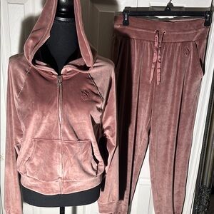 Victoria's Secret Pink Velour Hoodie and Jogger Set